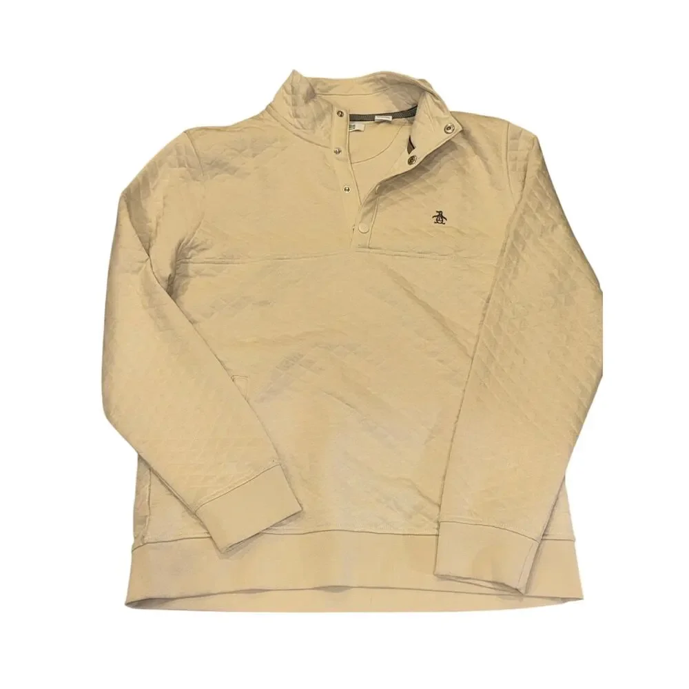 Original Penguin Quilted Pullover Sweatshirt Cream L/G - Picture 3 of 5